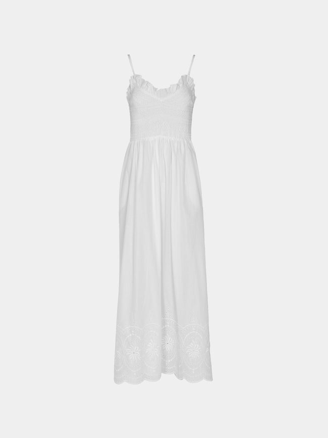 Loretta Caponi - Bianca Embroidered Cotton Dress -  - ABASK - 