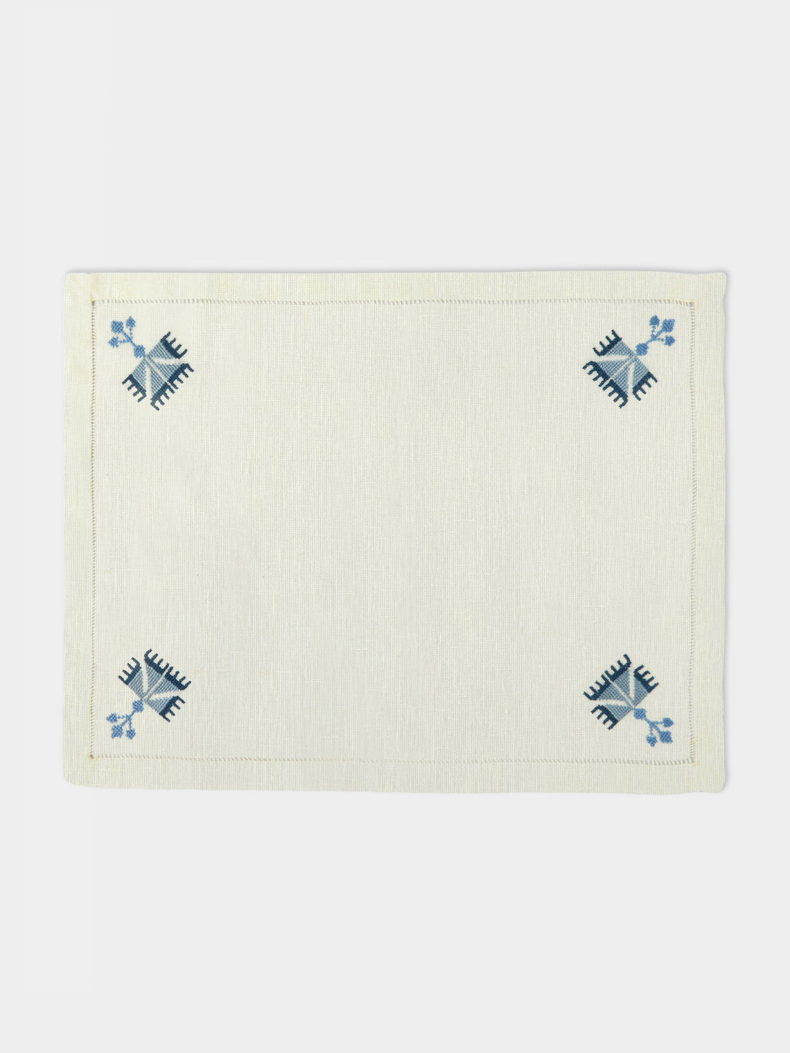 Anut Cairo - Ottoman Carnations Hand-Printed Linen Placemats (Set of 4) -  - ABASK - 