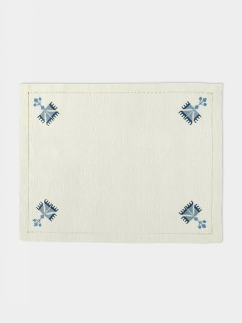 Anut Cairo - Ottoman Carnations Hand-Printed Linen Placemats (Set of 4) -  - ABASK - 