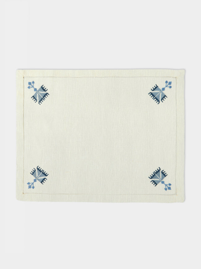 Anut Cairo - Ottoman Carnations Hand-Printed Linen Placemats (Set of 4) -  - ABASK - 