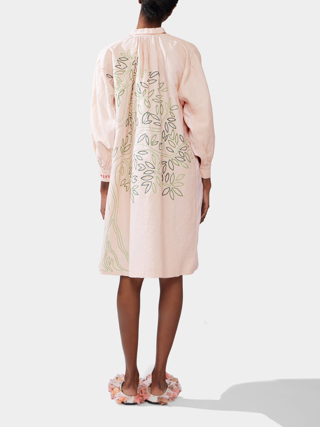 Kilometre Paris - The Olive Tree Embroidered Linen Dress | One Size -  - ABASK