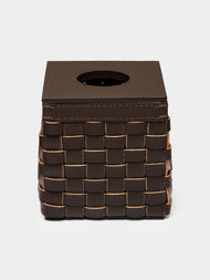 Riviere - Woven Leather Tissue Box - Dark Brown - ABASK - 