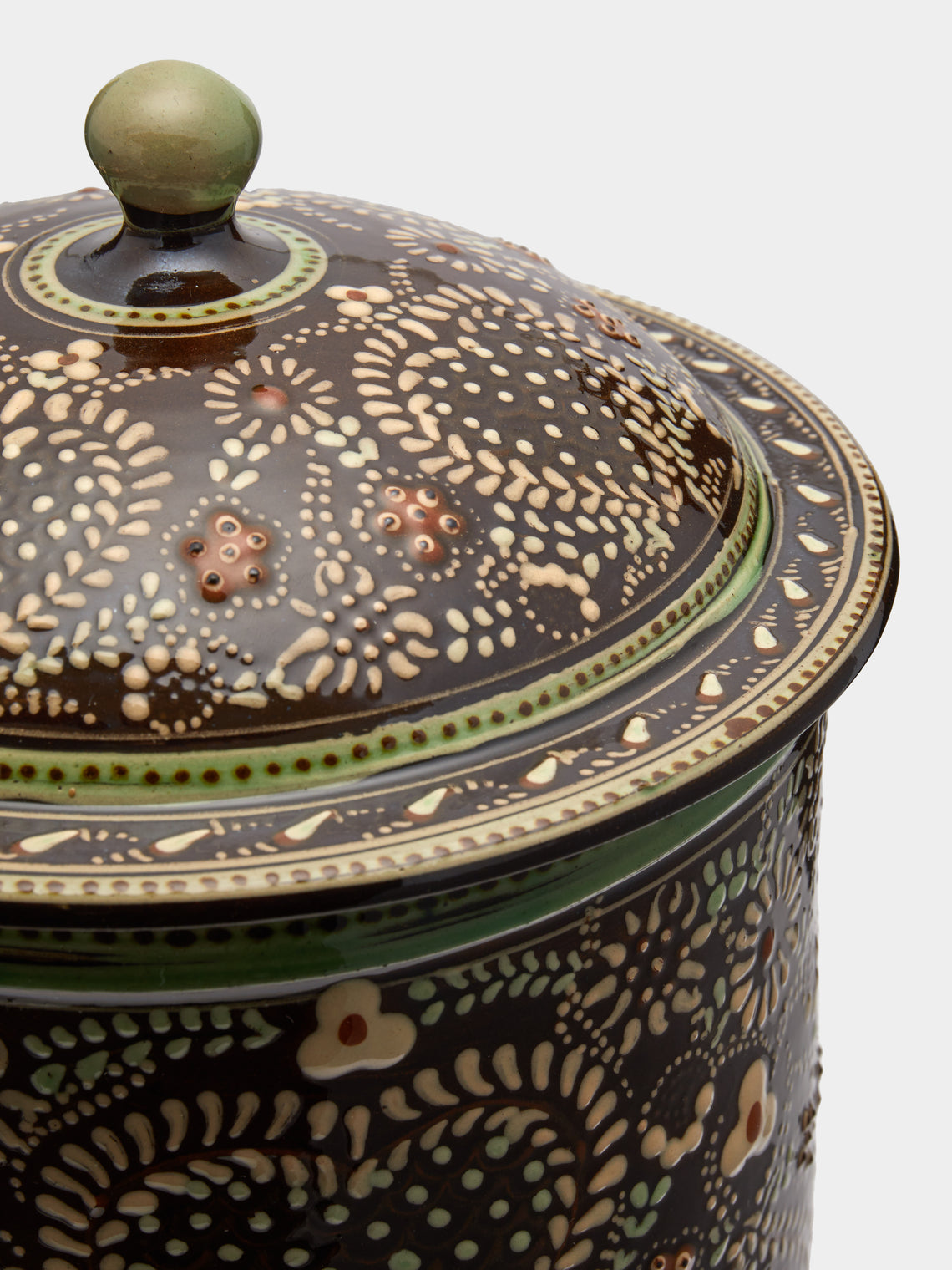 Poterie d’Évires - Hearts Hand-Painted Ceramic Large Lidded Pot -  - ABASK