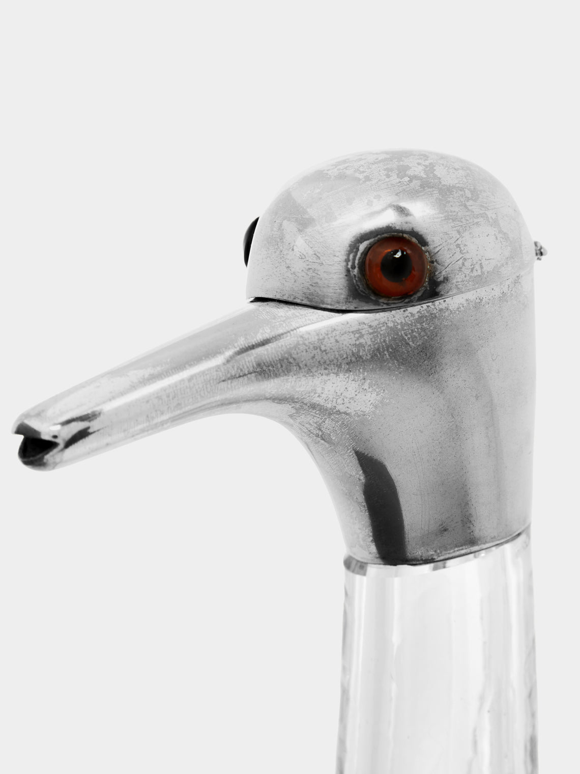 Antique and Vintage - 1890s Duck Silver-Plated Glass Wine Decanter -  - ABASK