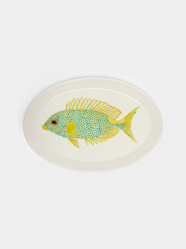 Casa Adams - Coral Rabbitfish Hand-Painted Porcelain Serving Platter -  - ABASK - 