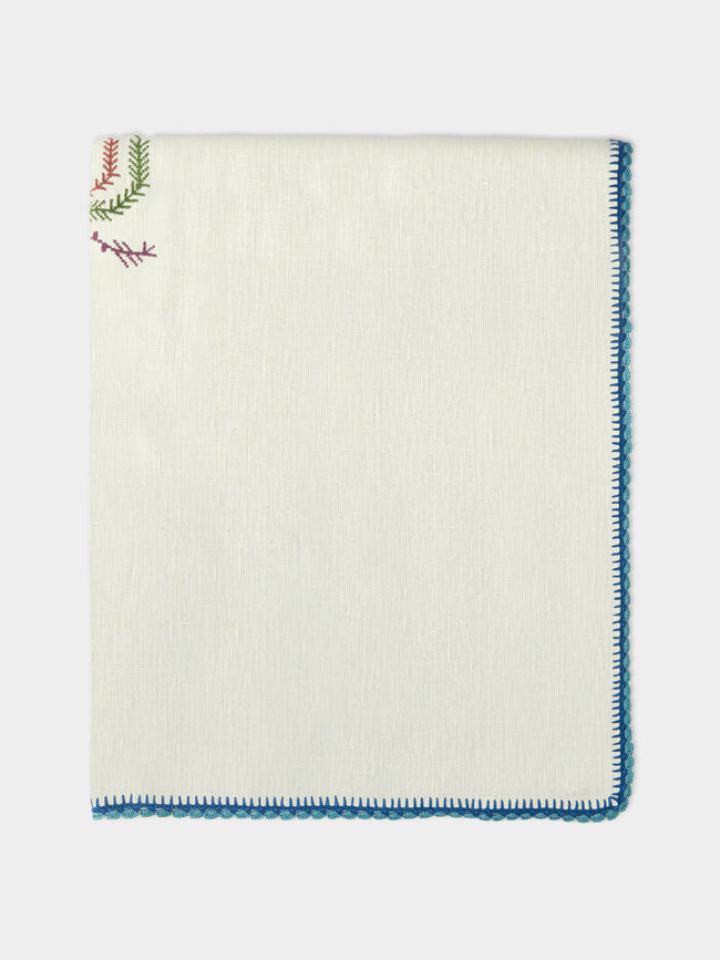 Anut Cairo - Royal Palm Hand-Embroidered Linen Rectangular Tablecloth -  - ABASK - 