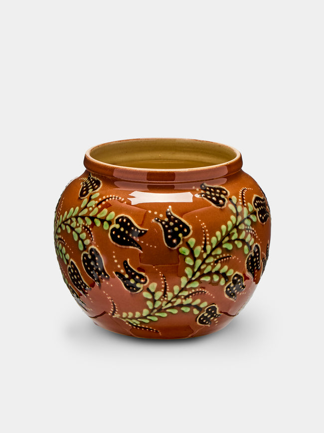 Poterie d’Évires - Flowers Hand-Painted Ceramic Small Round Vase -  - ABASK - 