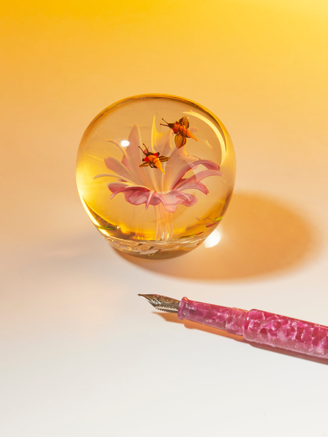 Antique and Vintage - Mid-Century Flower Murano Glass Paperweight -  - ABASK