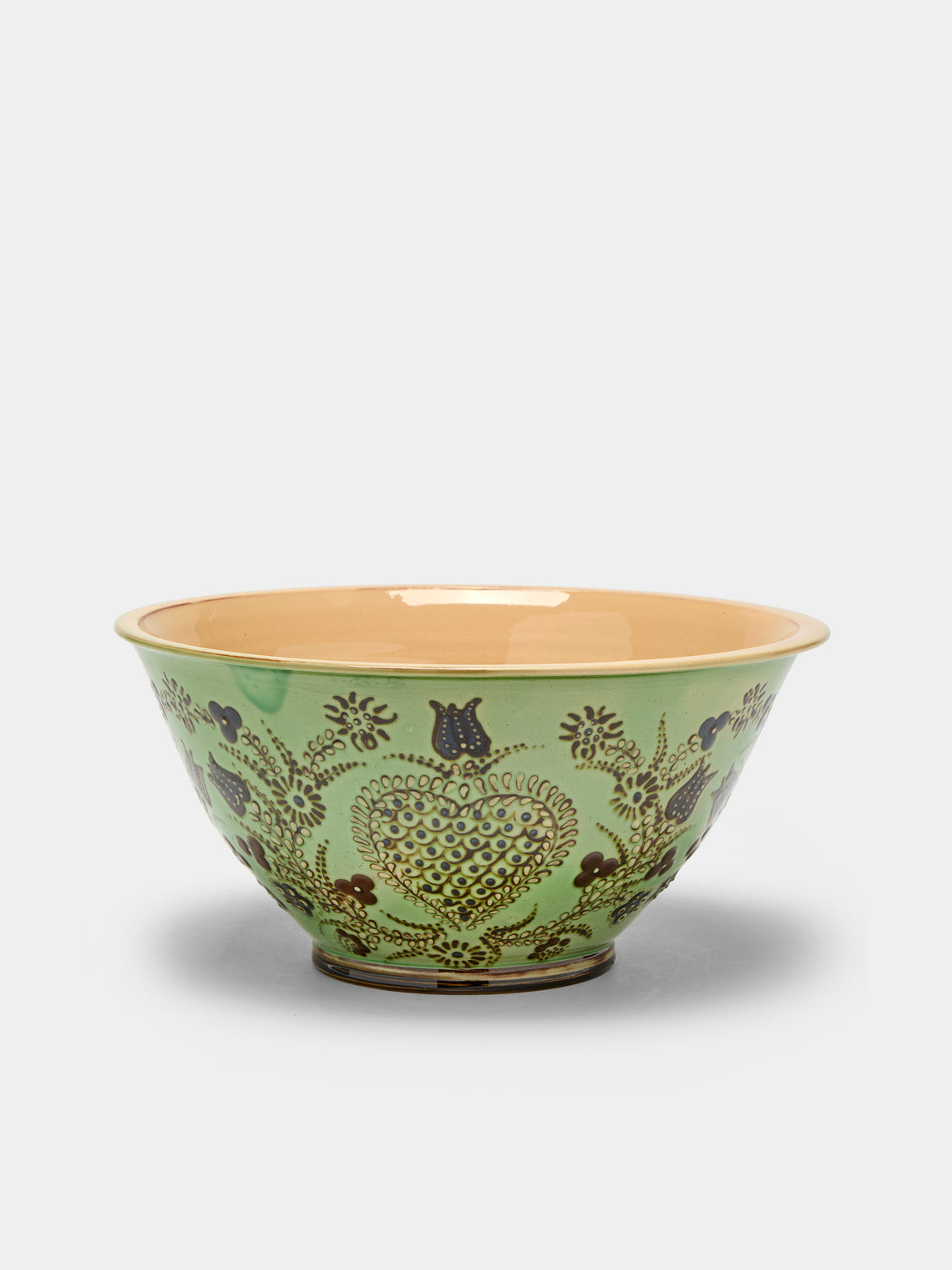 Poterie d’Évires - Heart Hand-Painted Ceramic Large Salad Bowl -  - ABASK - 