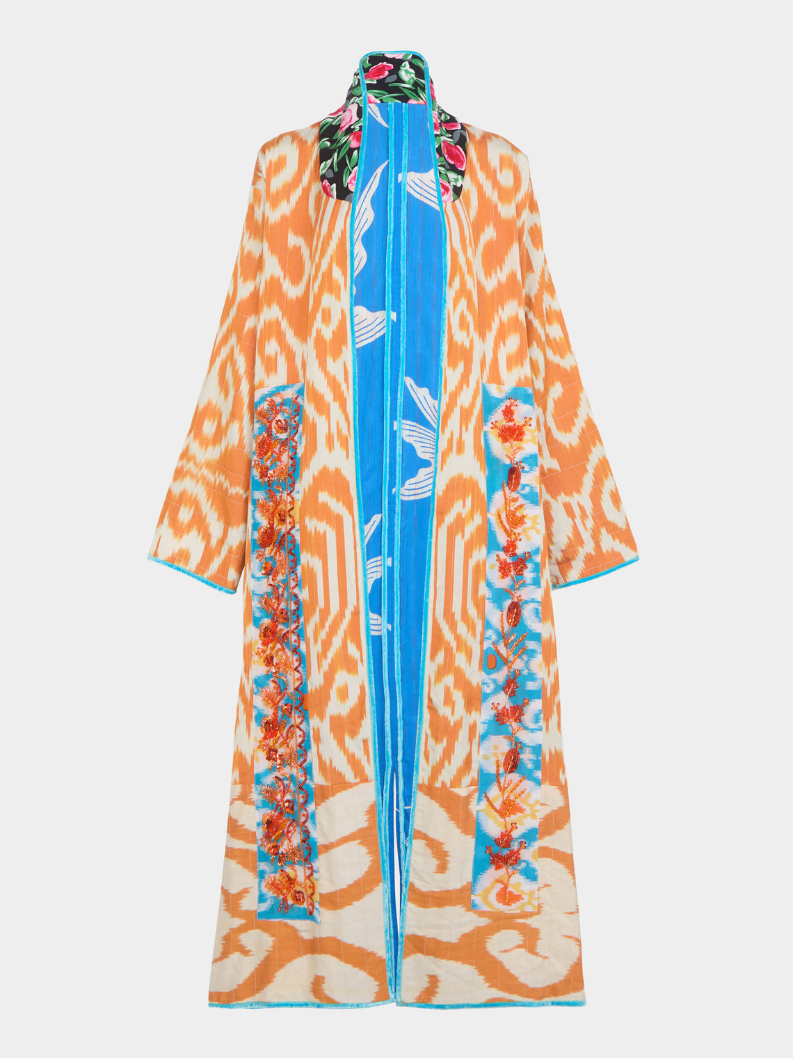 Nazzy Beglari - Hand-Loomed Katazome Cotton Reversible Robe | One Size -  - ABASK