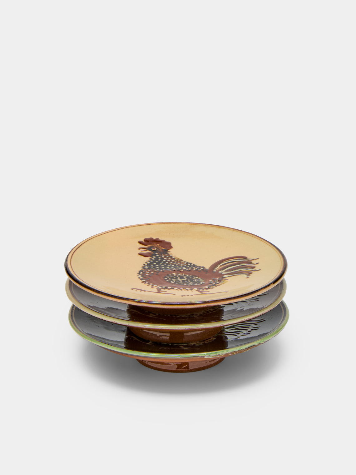 Poterie d’Évires - Chickens Hand-Painted Ceramic Small Plates (Set of 3) -  - ABASK