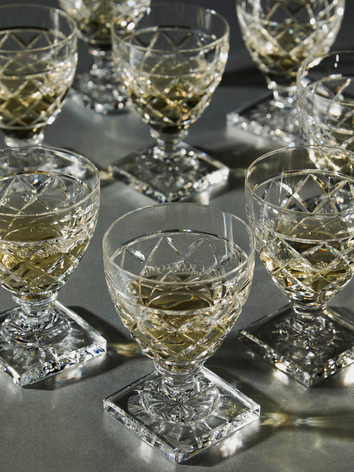 Antique and Vintage - 1930's Val Saint Lambert White Wine Glasses (Set of 8) -  - ABASK