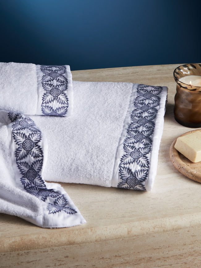 Loretta Caponi - Foliage Hand-Embroidered Cotton Towel Collection -  - ABASK