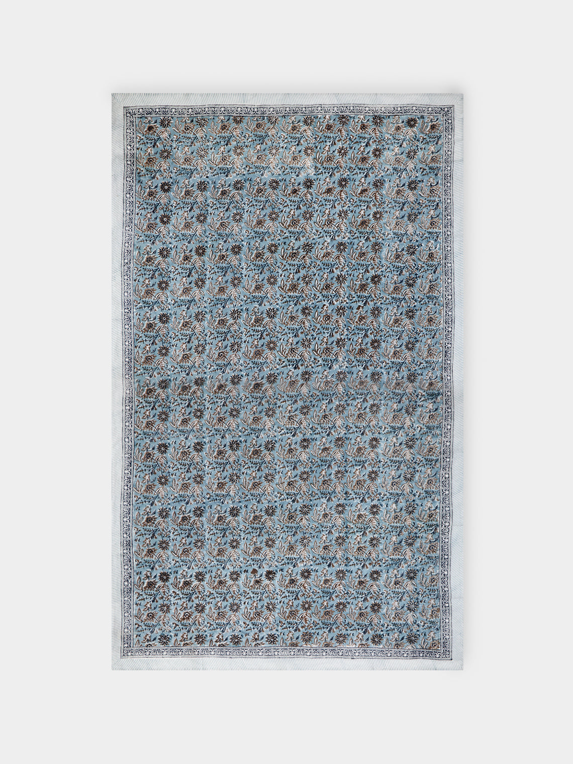 Chamois - Indian Summer Block-Printed Linen Medium Rectangular Tablecloth -  - ABASK