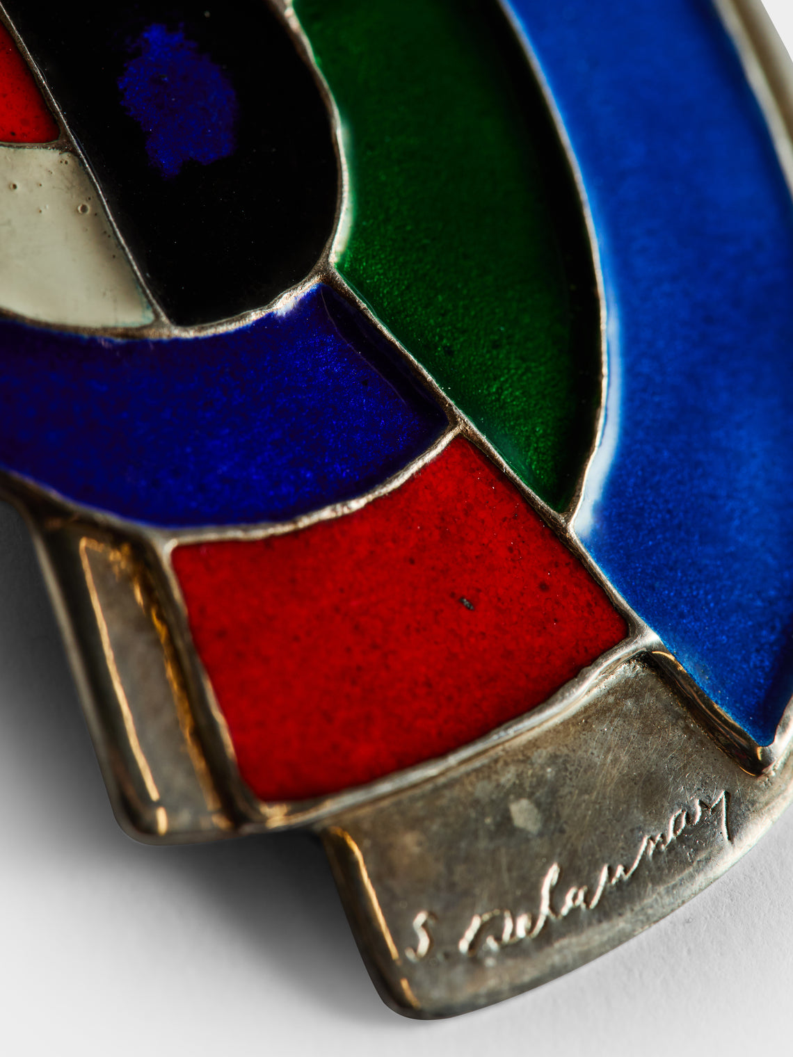 Mahnaz - 1979 Sonia Delaunay Abstraction Sterling Silver and Enamel Pendant Necklace -  - ABASK