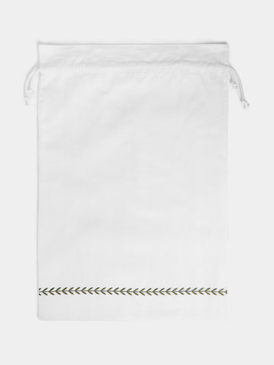 Heirlooms - Laurel Leaf Embroidered Linen Laundry Bag -  - ABASK - 