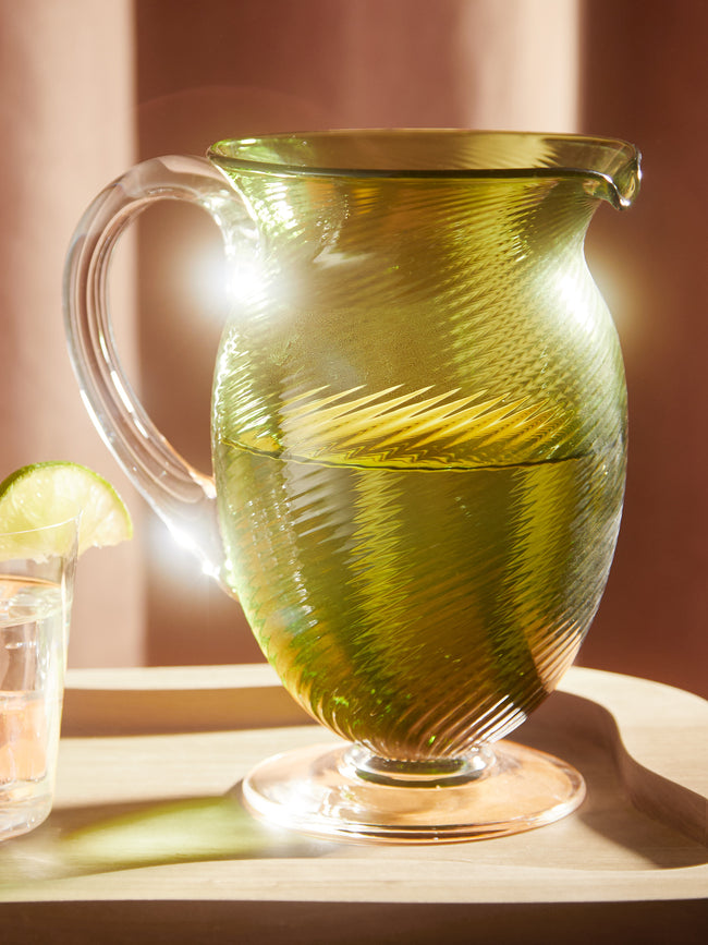 NasonMoretti - Twisted Soraya Hand-Blown Murano Glass Pitcher - Green - ABASK