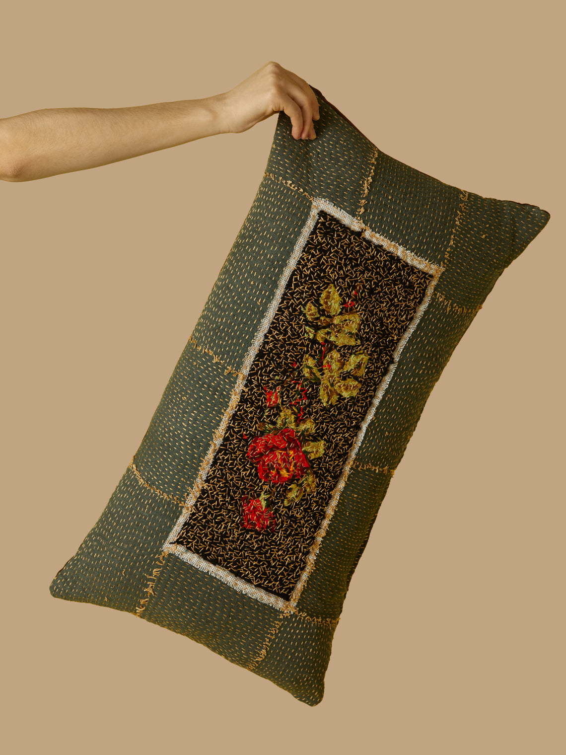 By Walid - 1950s Needlepoint Wool Cushion -  - ABASK