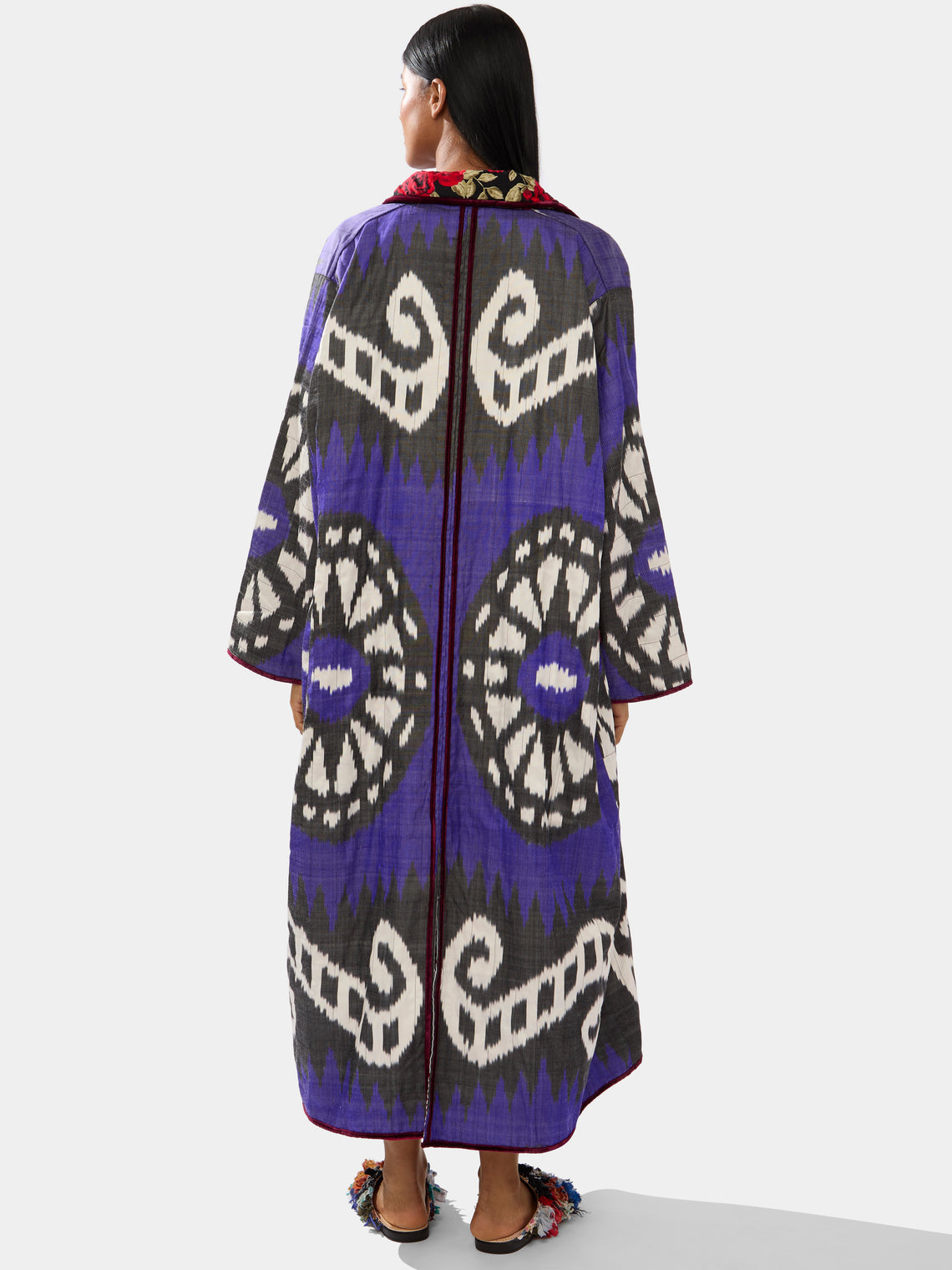 Nazzy Beglari - Hand-Loomed Katazome Cotton Reversible Robe  | One Size -  - ABASK