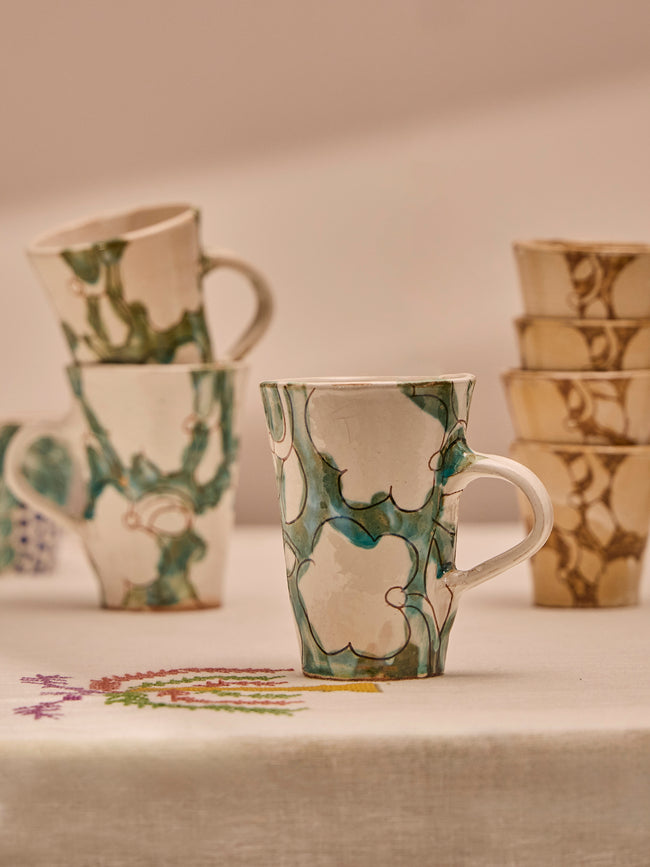 Anut Cairo - Cotton Flower Hand-Painted Ceramic Mugs (Set of 4) -  - ABASK