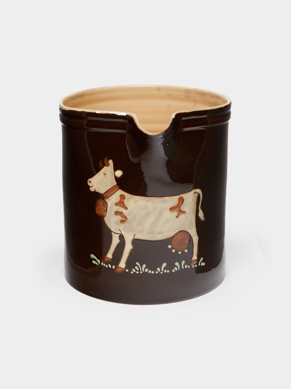 Poterie d’Évires - Cows Hand-Painted Ceramic Large Straight-Edge Jug -  - ABASK