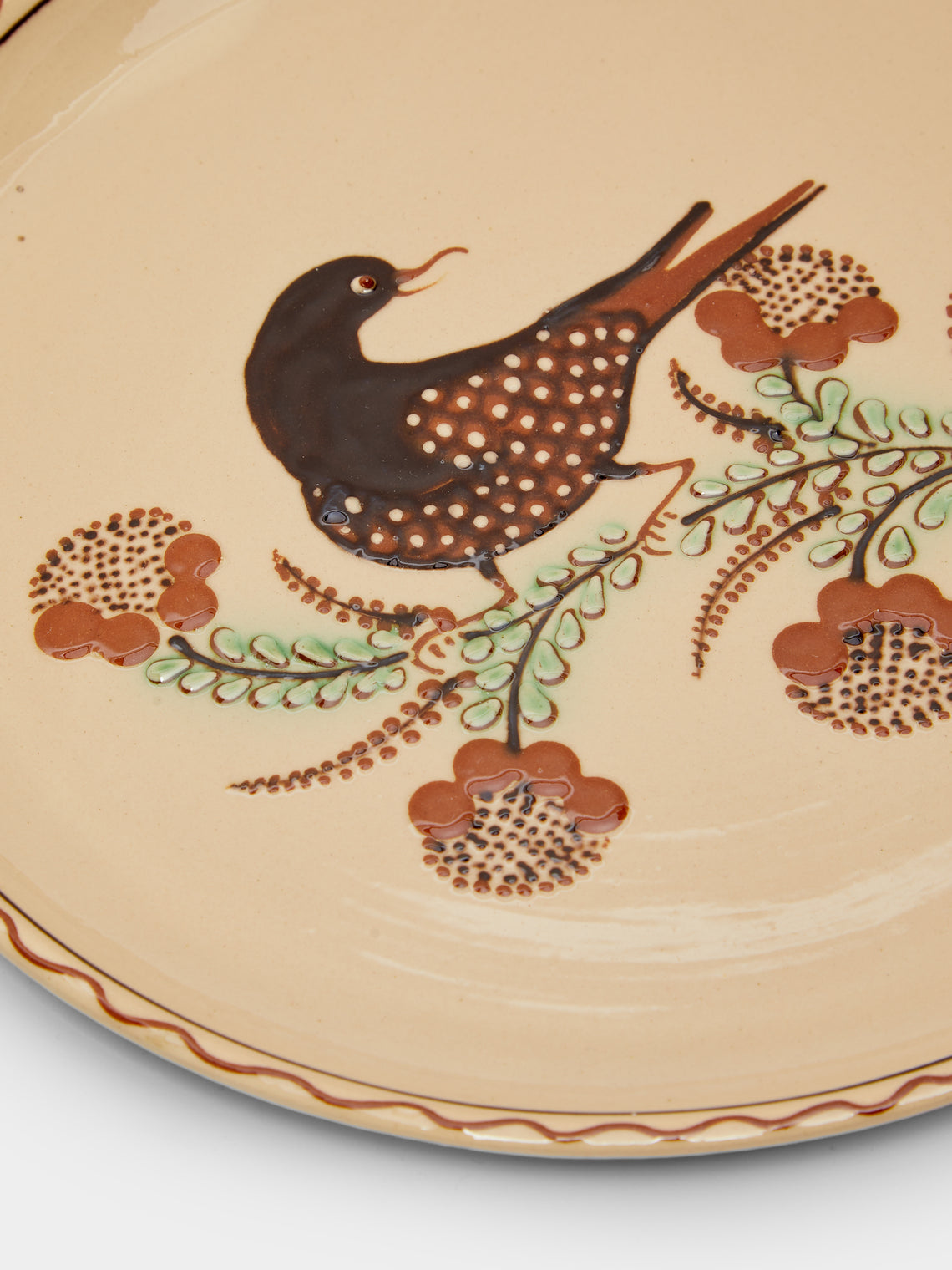 Poterie d’Évires - Birds Hand-Painted Ceramic Dinner Plates (Set of 4) -  - ABASK