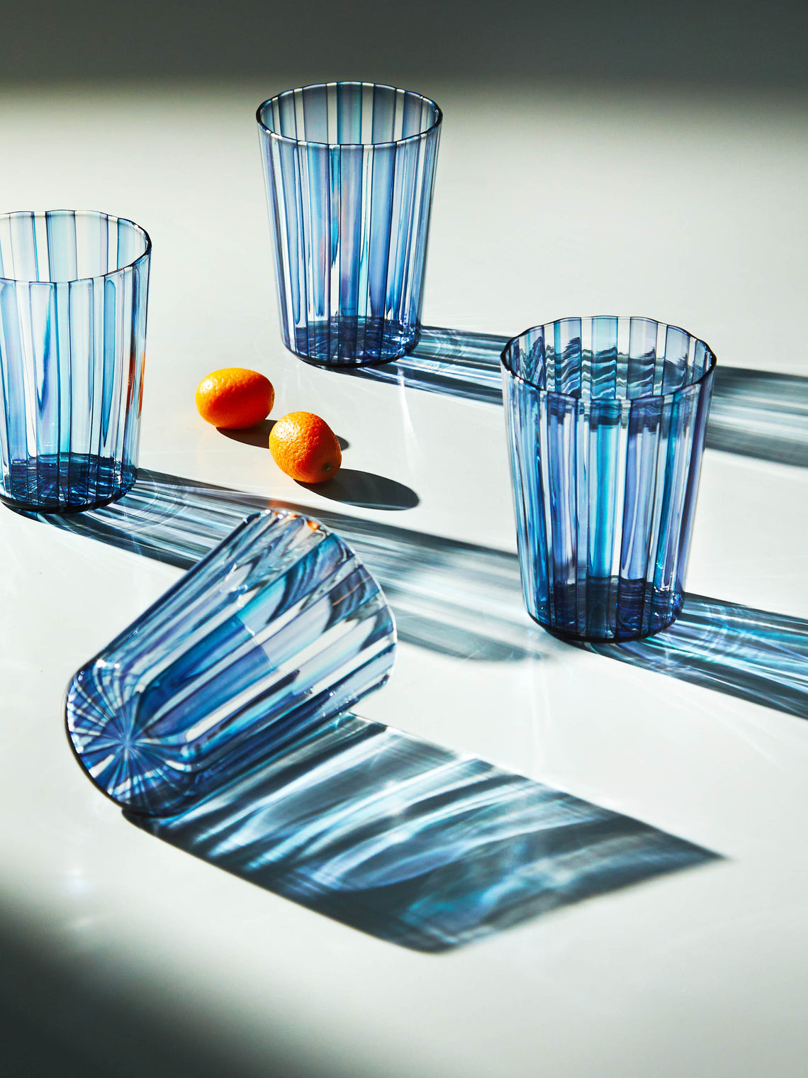 Mori Glass - Hand-Blown Glass Striped Tumblers (Set of 4) -  - ABASK