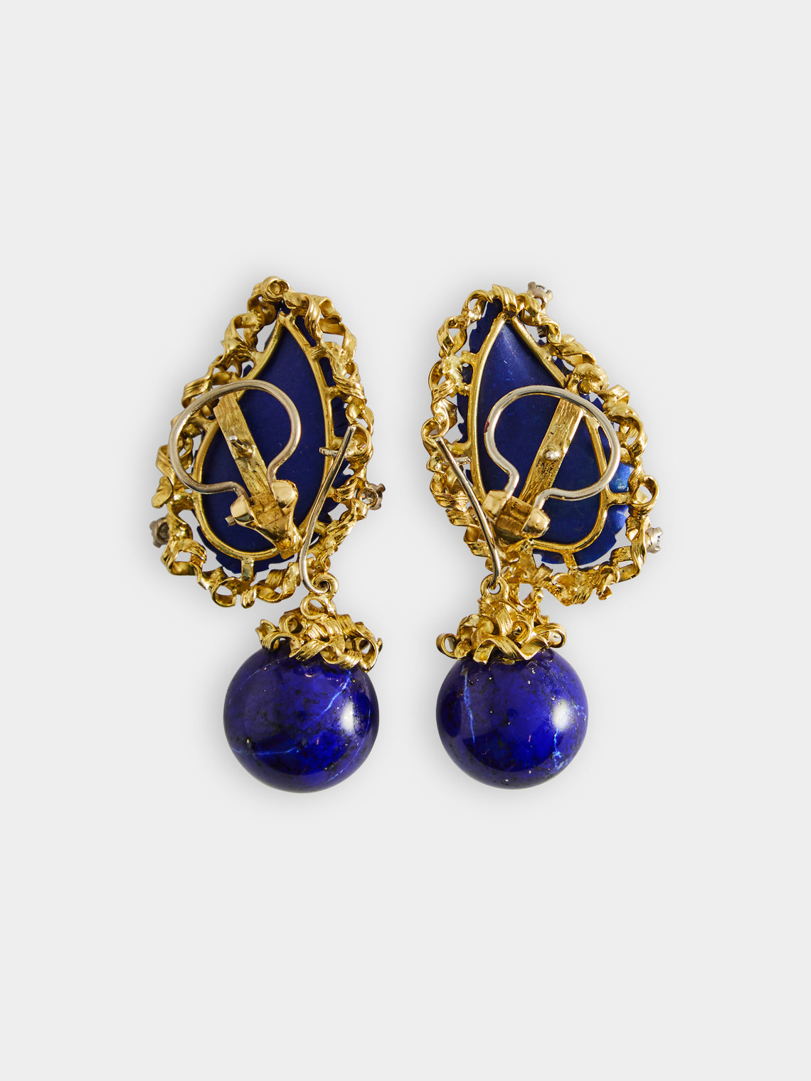 Mahnaz Collection - Vintage 1975 Day/Night 18-Karat Gold, Diamond and Lapis Lazuli Earrings -  - ABASK