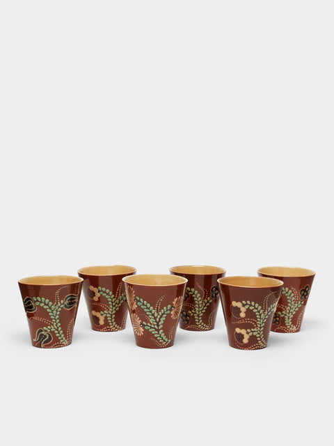 Poterie d’Évires - Flowers Hand-Painted Ceramic Coffee Cups (Set of 6) -  - ABASK - 