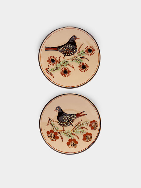 Poterie d’Évires - Birds Hand-Painted Ceramic Dessert Plates (Set of 2) -  - ABASK - 