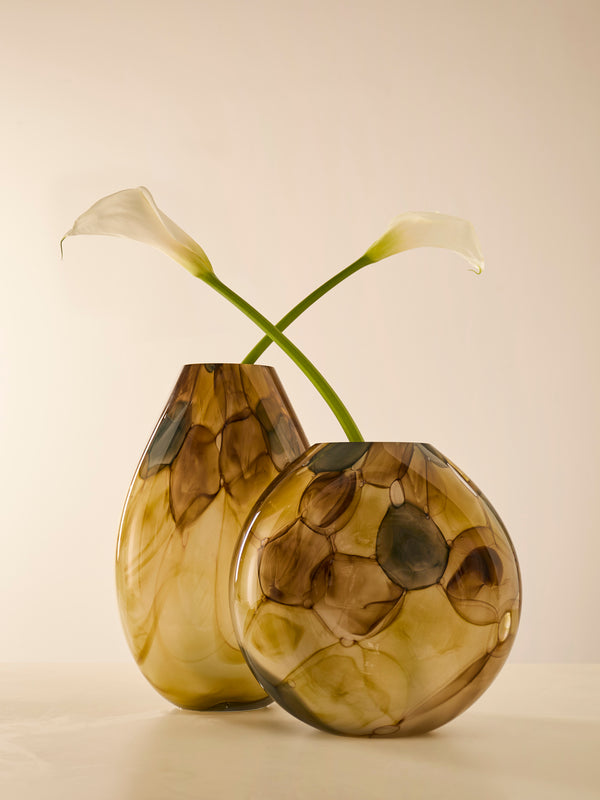 David Valner - Aquarelle Hand-Blown Glass Round Vase -  - ABASK