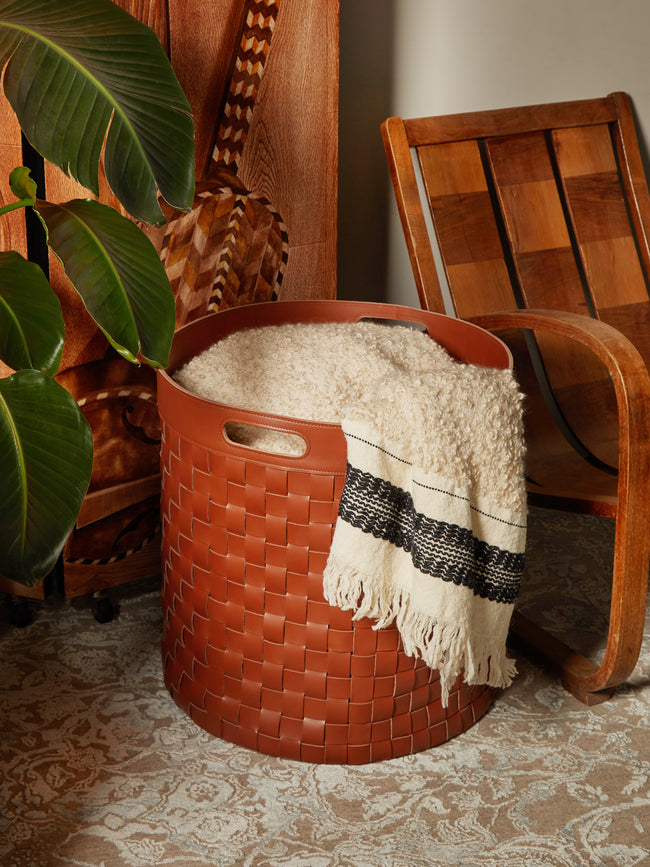 Rabitti 1969 - Verona Tower Woven Leather Storage Basket -  - ABASK