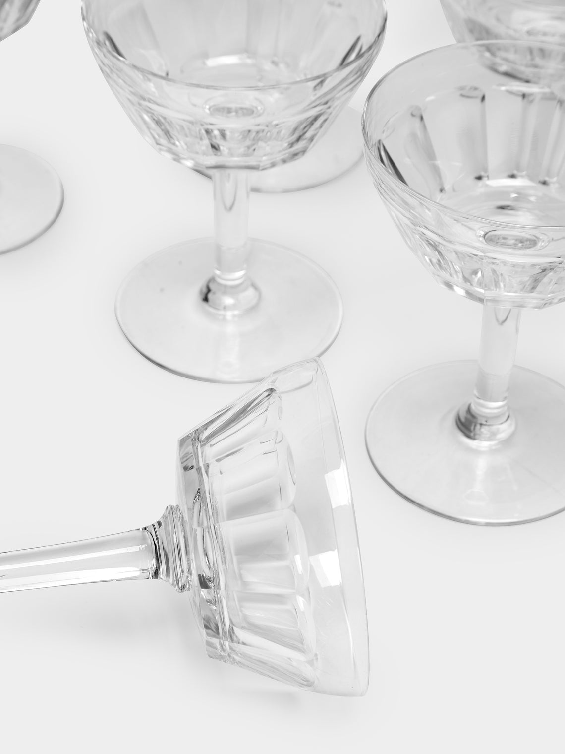 Antique and Vintage - 1950s Val Saint Lambert Cut Crystal Wine Goblets (Set of 8) -  - ABASK