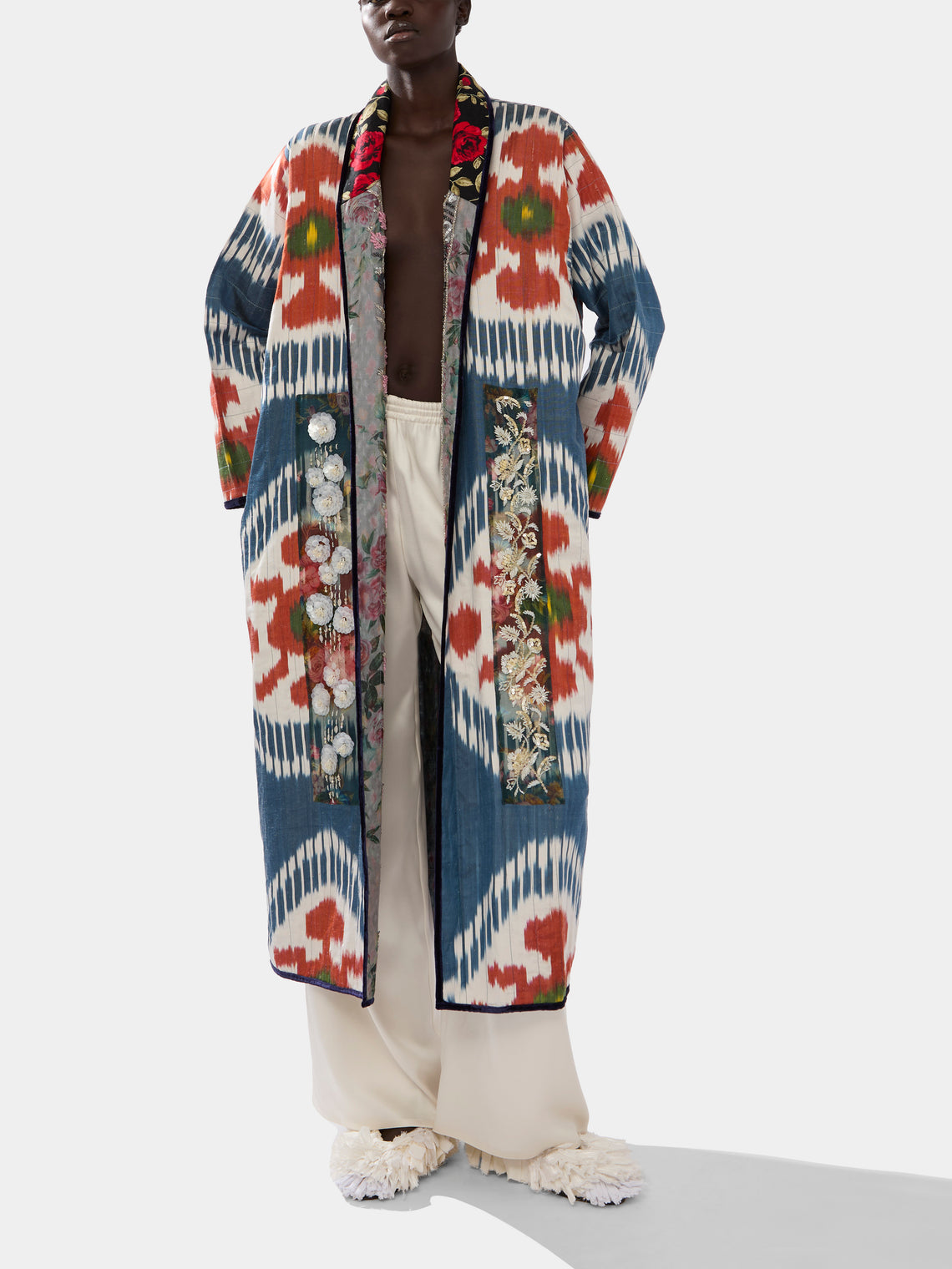 Nazzy Beglari - Hand-Loomed Ikat Silk and Cotton Reversible Robe | One Size -  - ABASK