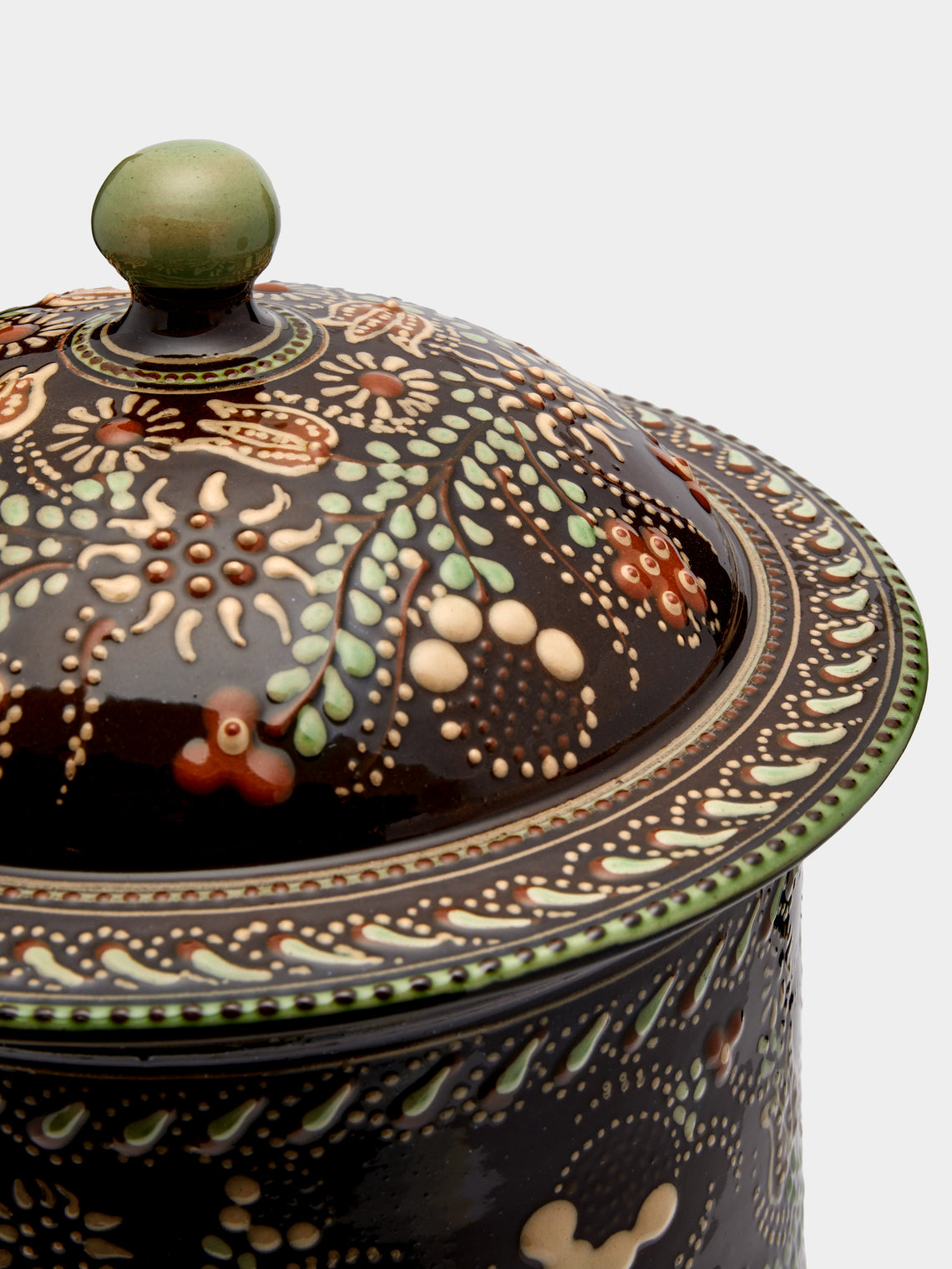 Poterie d’Évires - Flowers Hand-Painted Ceramic Large Lidded Pot -  - ABASK