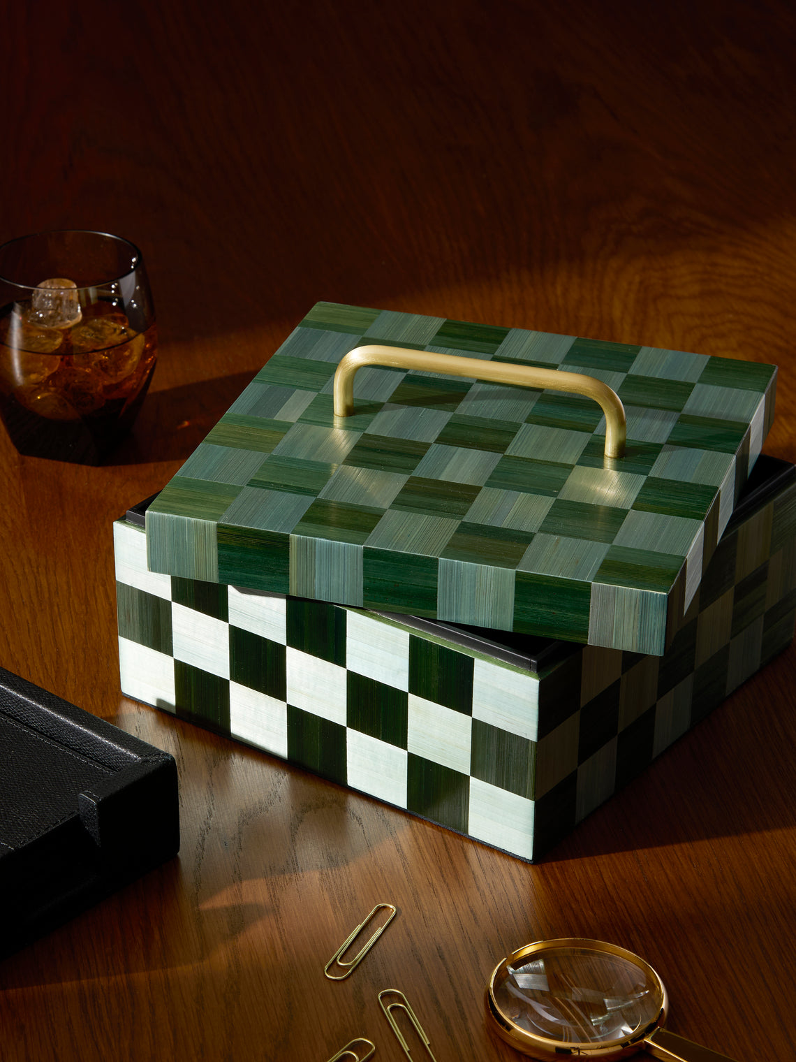 Ruda Studio - Weave Rye Straw Inlay Wood Box -  - ABASK