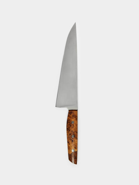 Silver Hand-Forged Oak Burl French Chef's Knife by Bodman Blades
