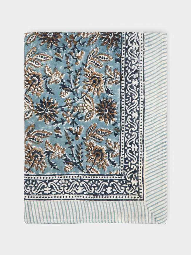Chamois - Indian Summer Block-Printed Linen Medium Rectangular Tablecloth -  - ABASK - 