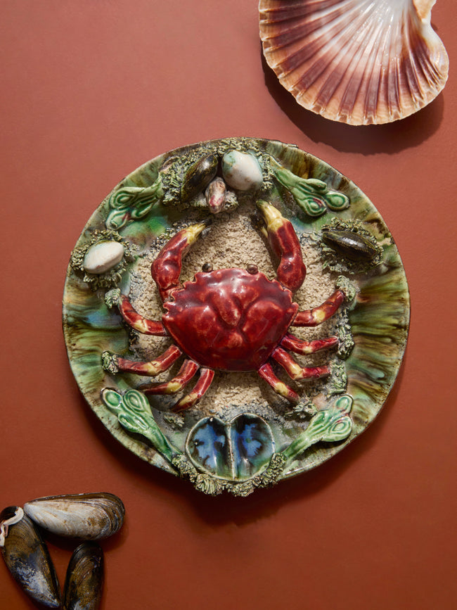 Antique and Vintage - 1940s Crab Majolica Plate -  - ABASK