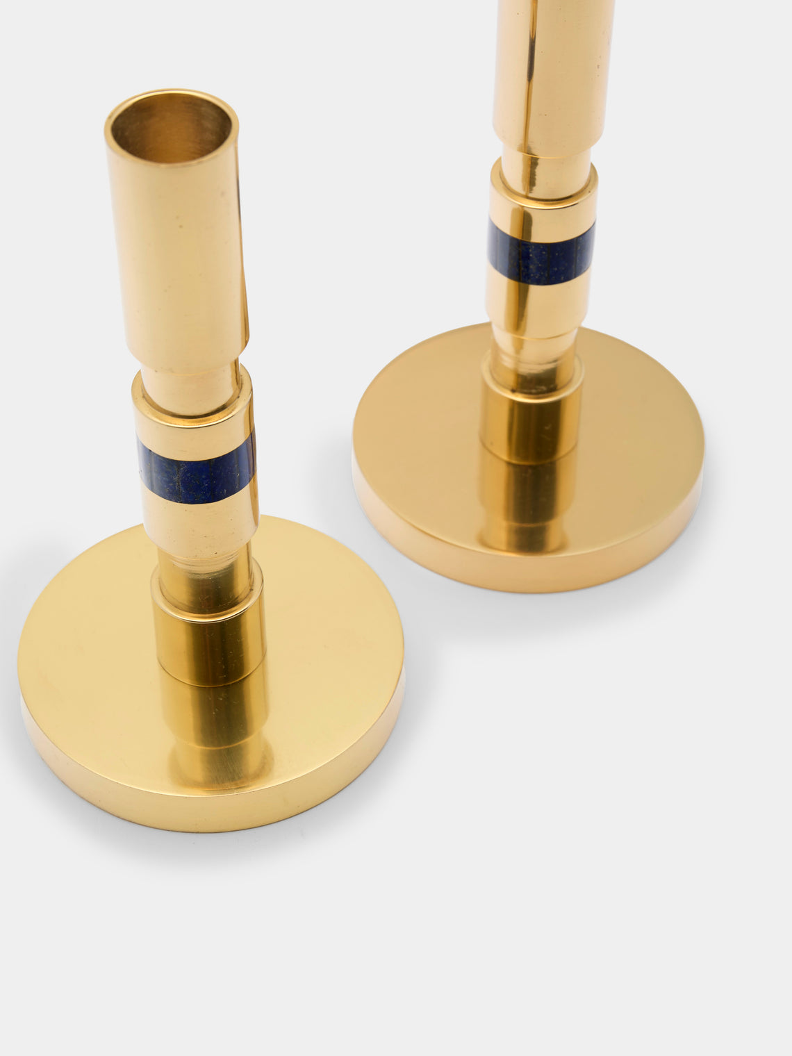 Viya - Majestic Brass and Semi-Precious Stone Candlesticks (Set of 2) -  - ABASK