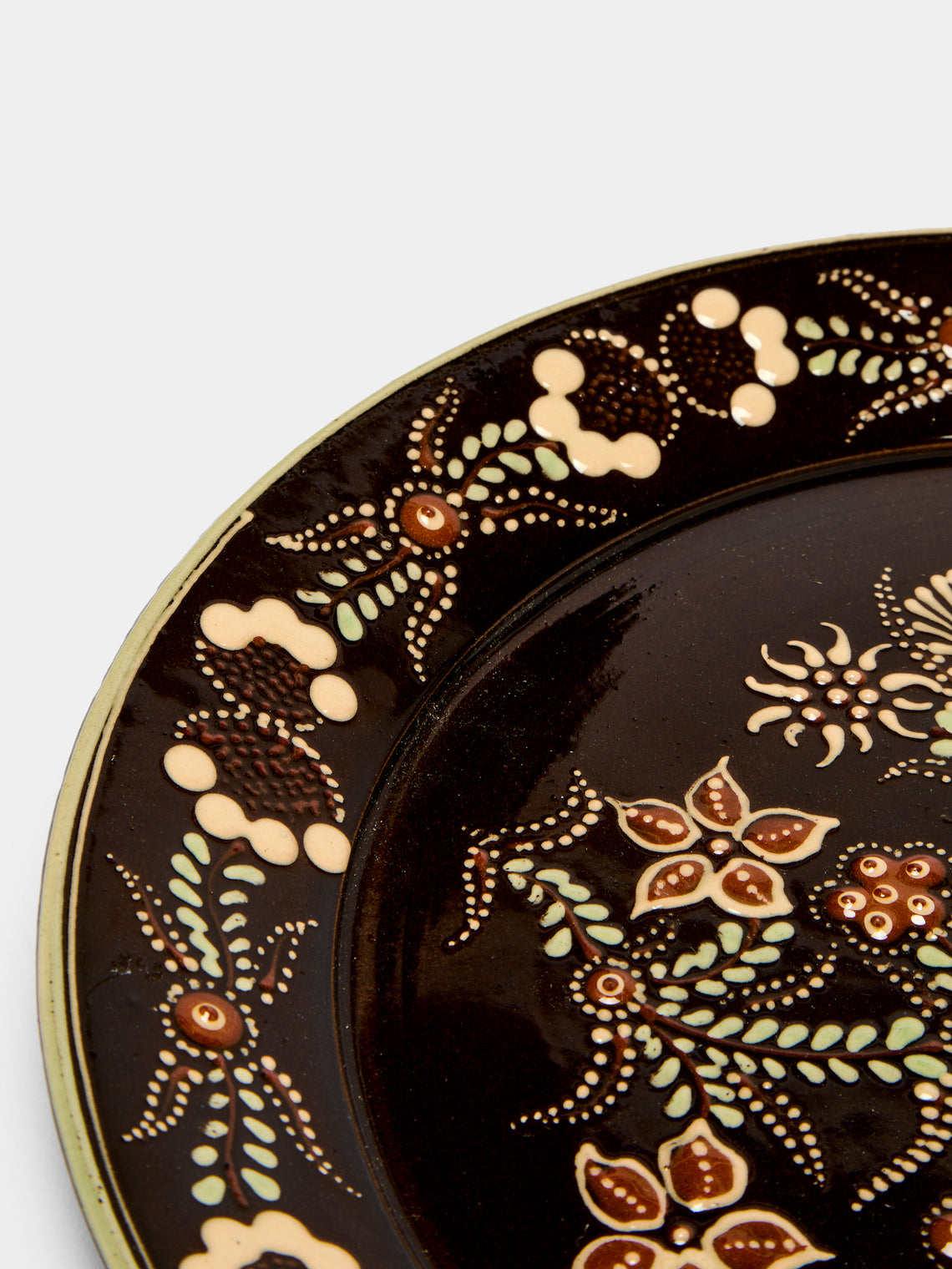 Poterie d’Évires - Flowers Hand-Painted Ceramic Small Round Platter -  - ABASK