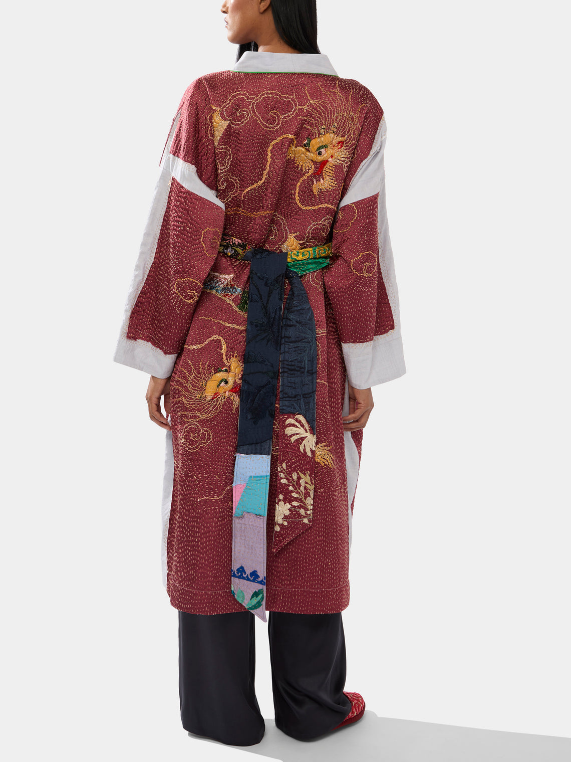 By Walid - 1920s Chinese Embroidered Silk Robe | One Size -  - ABASK