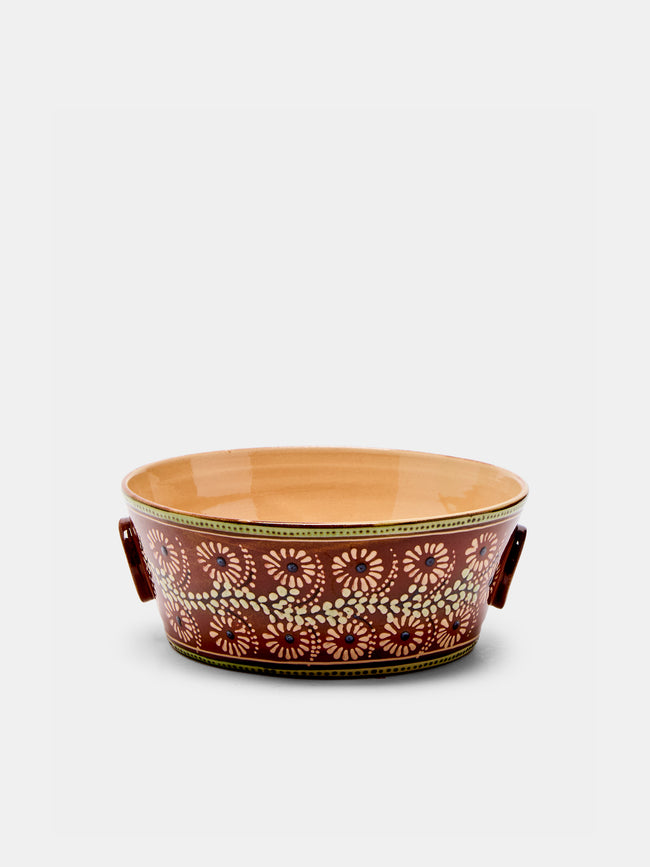 Poterie d’Évires - Flowers Hand-Painted Ceramic Small Handled Serving Bowl -  - ABASK - 