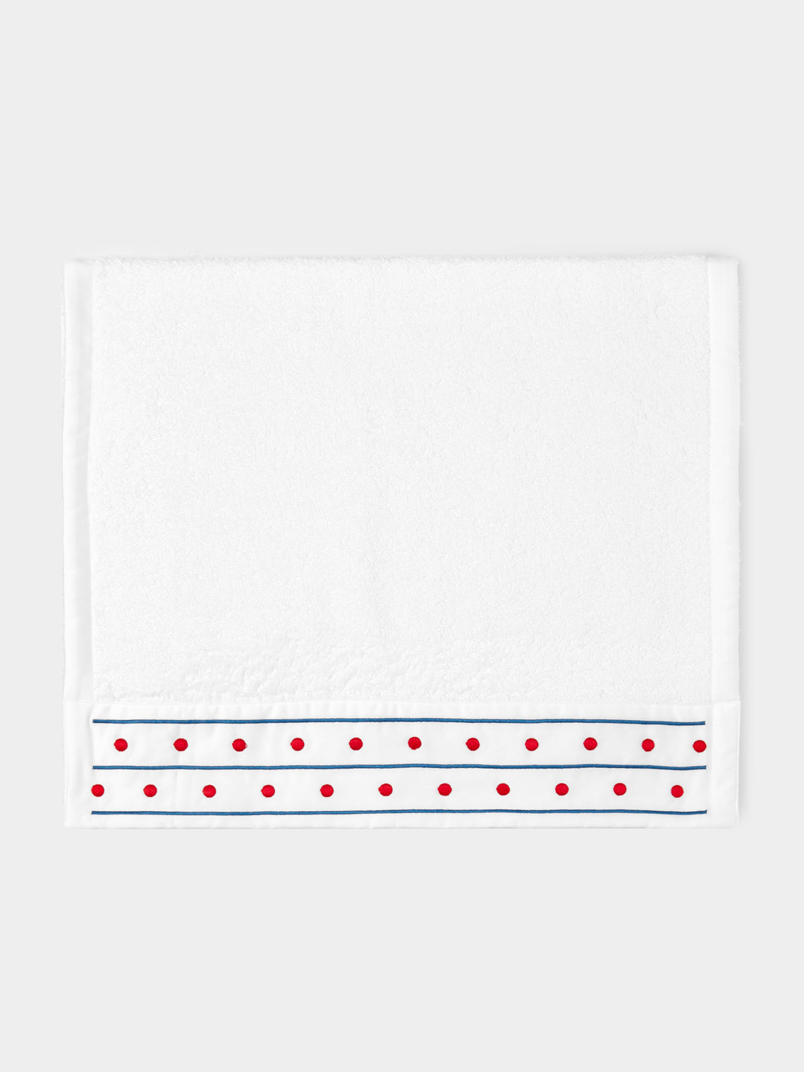 Loretta Caponi - Stripes & Dots Hand-Embroidered Cotton Hand Towel -  - ABASK - 