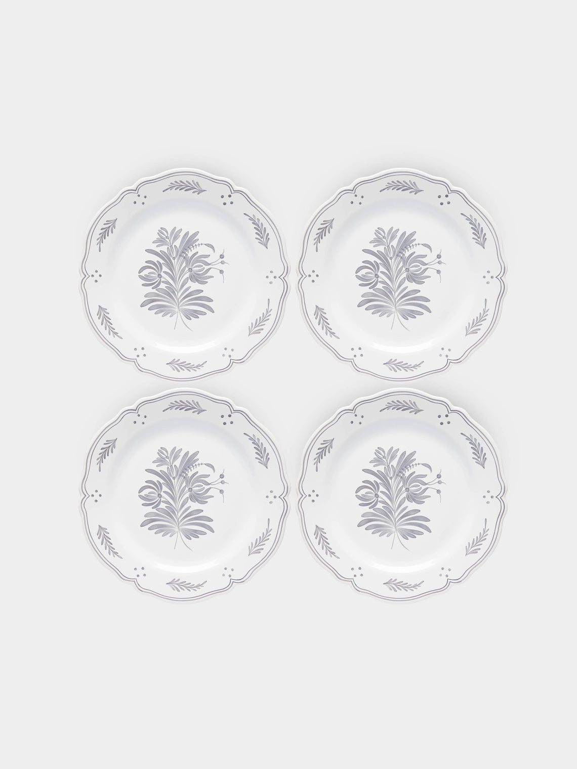 Bourg Joly Malicorne - Antique Fleurs Hand-Painted Ceramic Dinner Plates (Set of 4) -  - ABASK