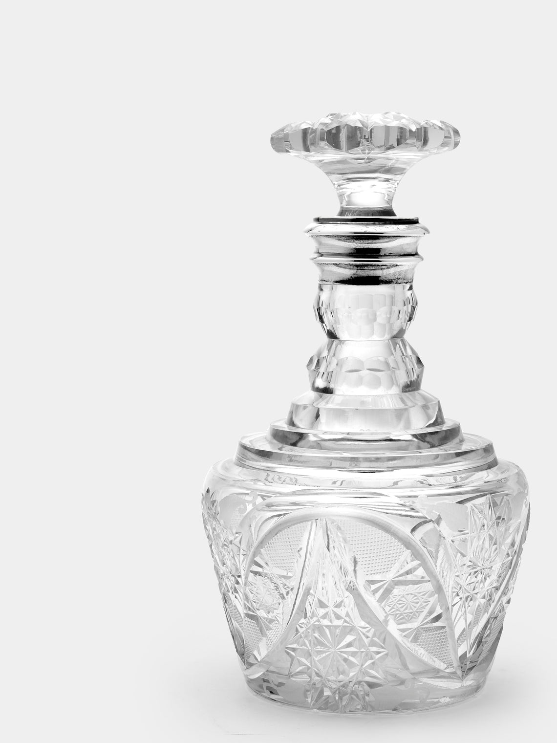 Antique and Vintage - 1830s Sterling Silver and Crystal Decanter -  - ABASK