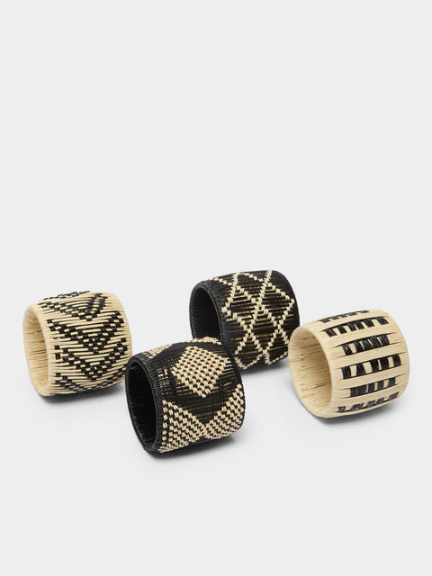 CasaLatina - Pacifico Handwoven Werregue Palm Napkin Rings (Set of 4) -  - ABASK - 