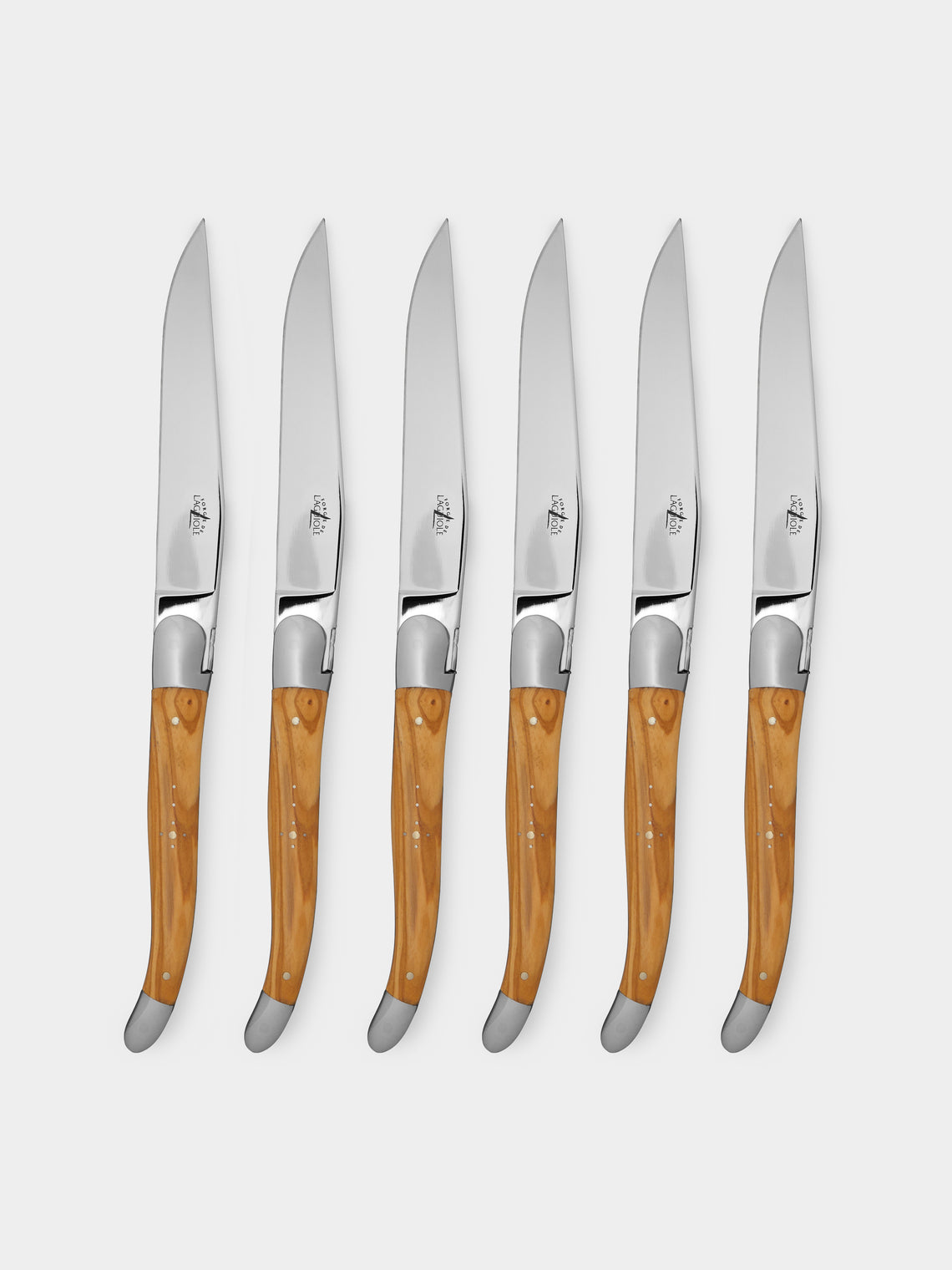 Forge de Laguiole - Olive Wood Steak Knives (Set of 6) - Silver - ABASK