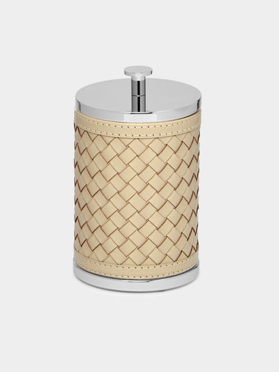 Riviere - Woven Leather Lidded Box - Cream - ABASK - 