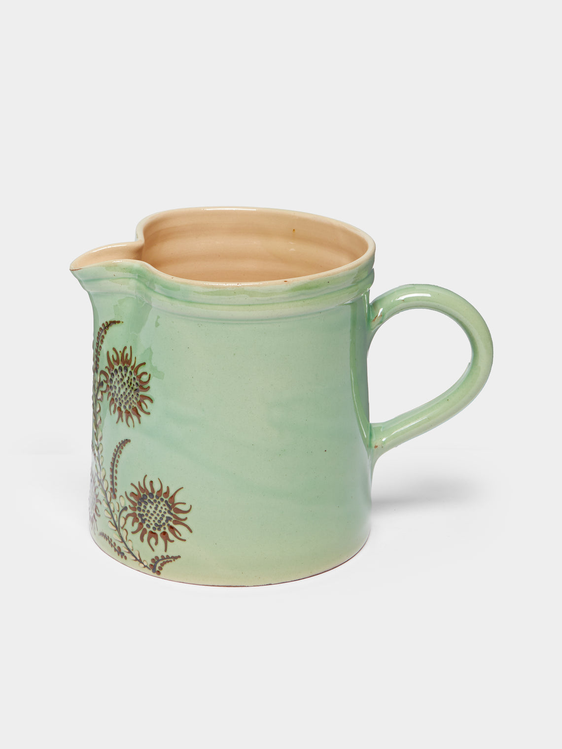 Poterie d’Évires - Flowers Hand-Painted Ceramic Straight-Edge Jug -  - ABASK